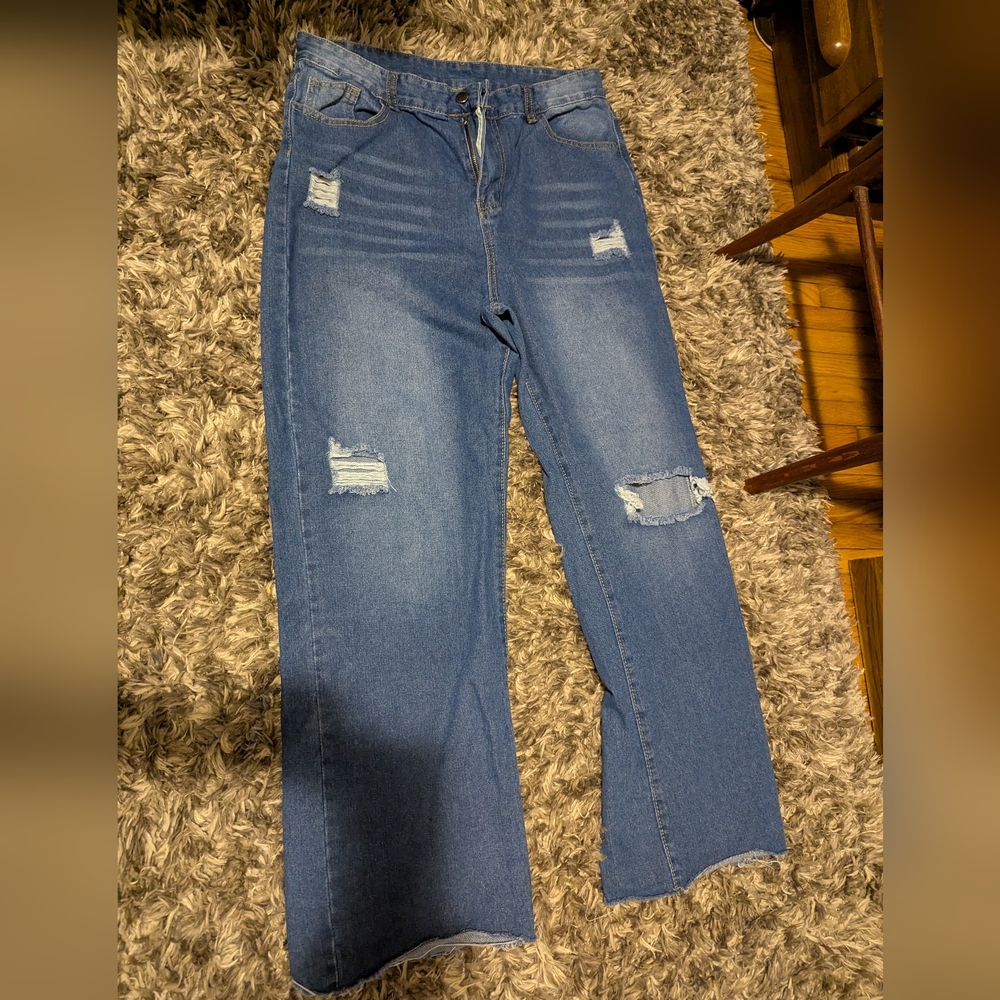 Women's Blue Distressed Jeans